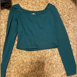 Green long sleeve crop top from Hollister